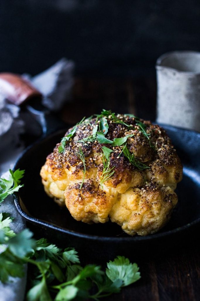 Whole Roasted Cauliflower with Tahini Sauce