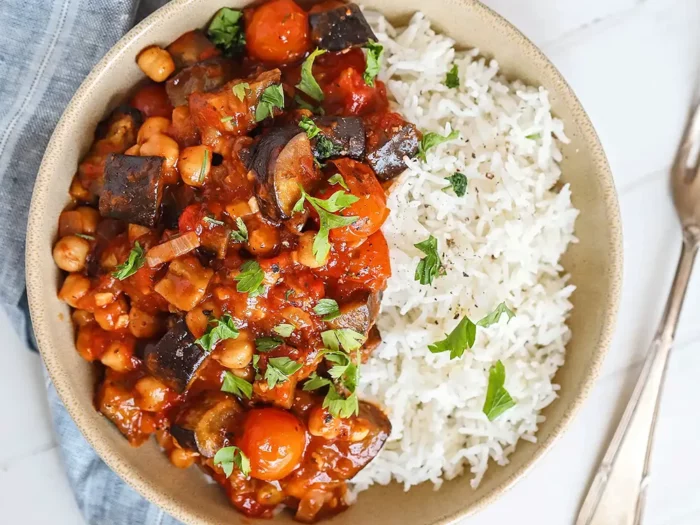 Chickpea, Eggplant & Tomato Stew - Seventh-day Adventist Diet