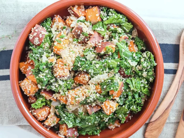 Roasted Sweet Potato Kale Quinoa Salad - Adventist diet