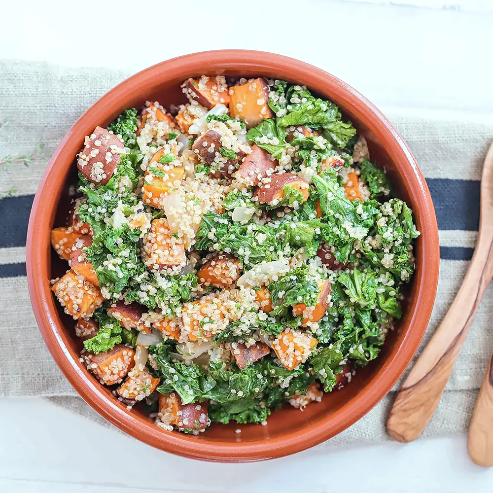 Roasted Sweet Potato Kale Quinoa Salad - Adventist diet